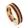 Image 8 : Pair of 18k Gold Channel GIA Vivid Red Burma Ruby Eternity Stack Band Guard Ring