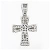 Image 3 : Men's Large 14k White Gold 11.28 ctw Invisible Set Princess Diamond Cross Pendan