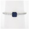 Image 1 : New 14k Gold 0.70 ctw Square Cut Sapphire Diamond Solitaire Stack Engagement Rin