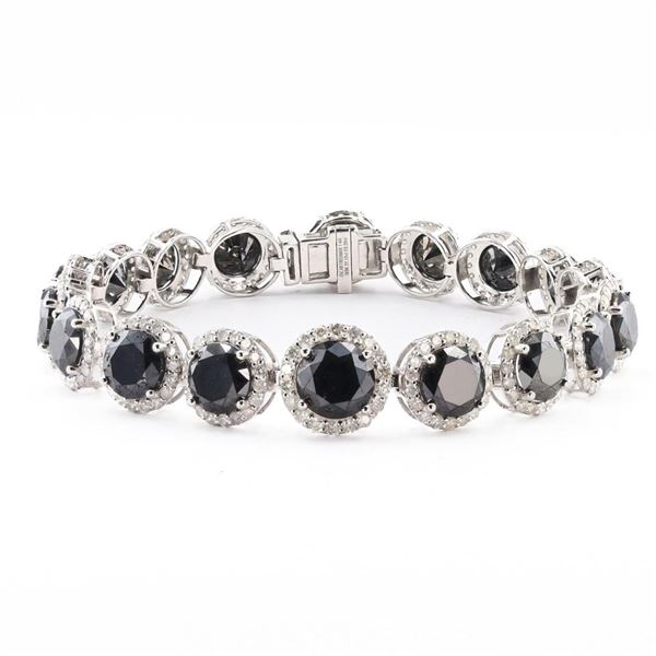 22.12 ctw Fancy Black Diamond and 3.20 ctw Diamond 14K White Gold Bracelet