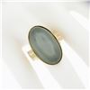 Image 3 : 22K Gold Large GIA Oval Cabochon Bezel Cat's Eye Moonstone Trillion Peridot Ring