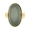 Image 4 : 22K Gold Large GIA Oval Cabochon Bezel Cat's Eye Moonstone Trillion Peridot Ring