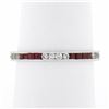 Image 2 : 18k White Gold 0.70 ctw Square Ruby & Round Diamond Milgrain Eternity Band Ring