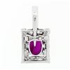 Image 4 : Vintage 18k White Gold 3.34 ctw GIA Oval Ruby Solitaire Diamond Enhancer Pendant