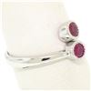 Image 3 : NEW Custom Made 14k White Gold Round Bezel Set Ruby Two Stone Simple Bypass Ring