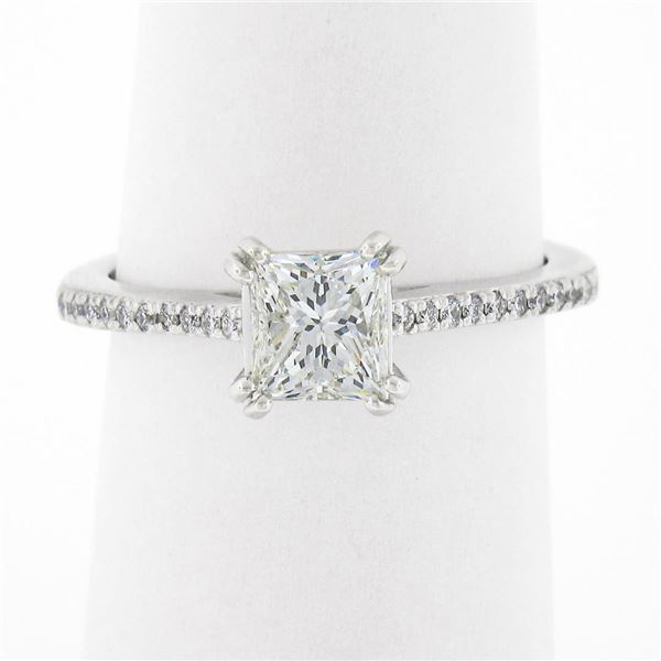 NEW 14k White Gold 1.12 ctw GIA Princess Cut Diamond Solitaire Engagement Ring