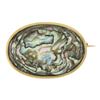 Image 1 : Vintage Mid Century 14k Gold Oval Cut Bezel Iridescent Abalone Shell Pin Brooch
