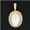 Image 2 : Vintage 14K Gold Oval Bezel Set Mabe Pearl w/ Scalloped Frame Enhancer Pendant