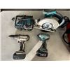 Image 2 : MAKITA 18V CORDLESS TOOL SET WITH CHARGER, INCLUDES 3 BATTERIES, AND CIRCULAR SAW, DRILL AND IMPACT 