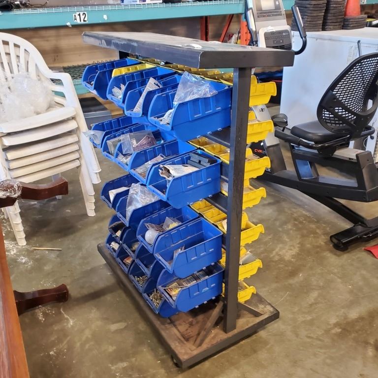 Parts Return Rack PARTS RACK WITH BINS AND CONTENTS