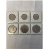 Image 2 : 3 CANADIAN HALF DOLLARS AND 3 CANADIAN DOLLARS - 1968, 1969, 1970 MANITOBA CENTENNIAL