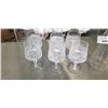Image 2 : 6 HEAVY CRYSTAL WINE GLASSES AND POTTERY OIL LAMP