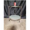 Image 1 : Bar Cocktail Tea Garden Cart Trolley Round Two Tier Smoked & Clear Glass 80s, 24 in H/20 in Dia