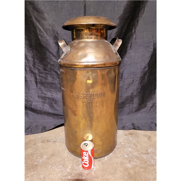 Antique Sherwood Hoys Brass Milk Can
