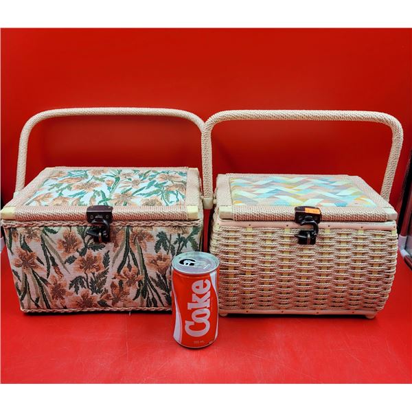 VTG Eaton's Woven Vinyl Sewing Baskets