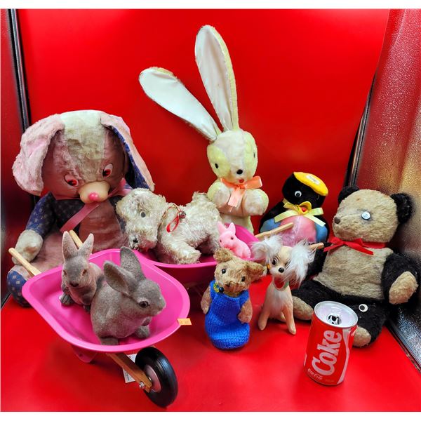 VTG Plush Lot & Children's Wheel Barrows