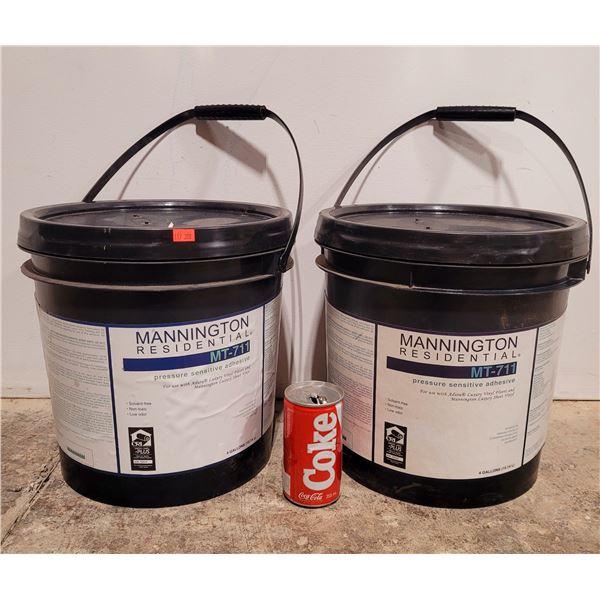 2 Buckets Of 4.0L Mannington Residential MT-711 Pressure Sensitive Adhesive