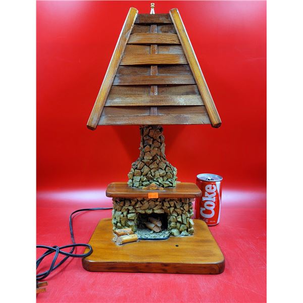 VTG Folk Art Fireplace Lamp