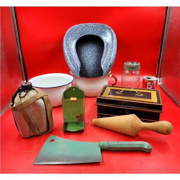 Bed Pans, Metal Match Box, Canteens & Collectibles