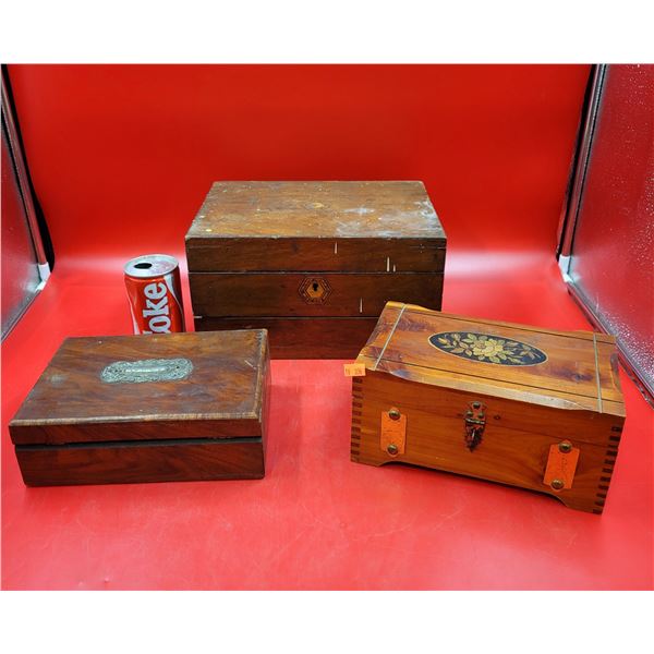 3 VTG Wooden Storage Boxes
