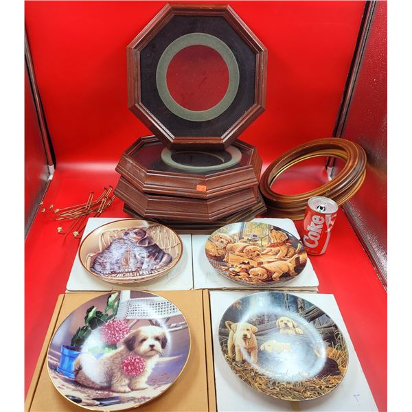 VTG Dog Collector's Plates w/ Plate Frames