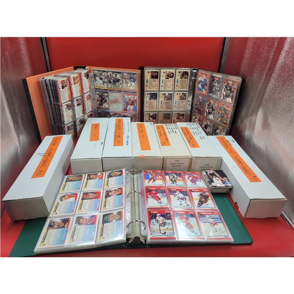 Binders & Boxes of Assorted Baseball, Hockey, & Football Cards