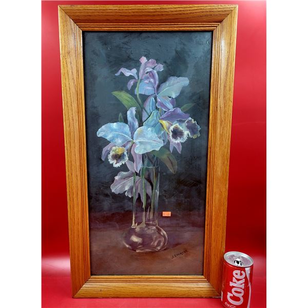 Framed/Signed Vase & Flower Painting By J.S.Walker