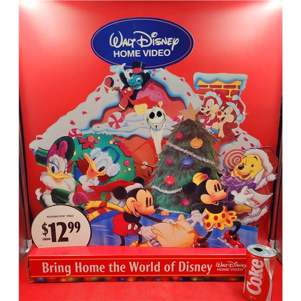 "Bring Home The World Of Disney" Disney Christmas Cardboard Advertising Cutout