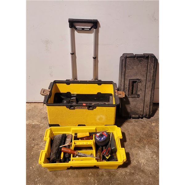 Large Stanley Tool Box On Wheels w/ Misc. Tools