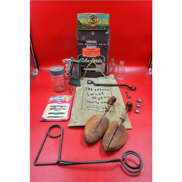 Players Cigarette Tin, Water Bag & Vintage Lot