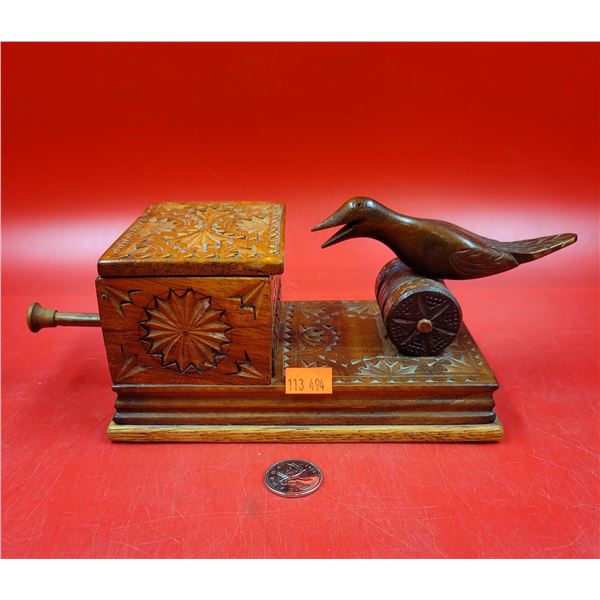 VTG Wooden Carved Bird Cigarette Dispenser
