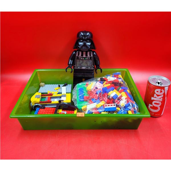 Lego Darth Vader Clock & Tray Of Lego Bricks