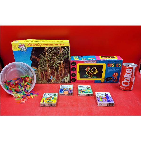 VTG Battery Operated Mosaics Toy, Interlocking Puzzle, & Trivia Card Games