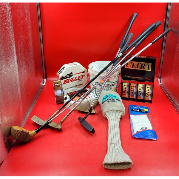 Driver, Putters, Golf Club Cover, & Golf Balls