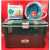 Image 1 : Green Thermos Cooler, 21 Pieces Picnic Set & Plastic Dish/Utensil Set w/ Ice Packs