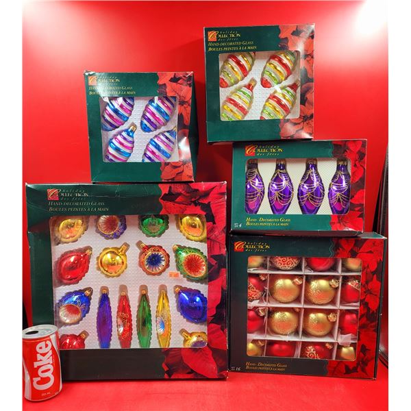 Holiday Collection Hand Decorated Glass Christmas Ornaments