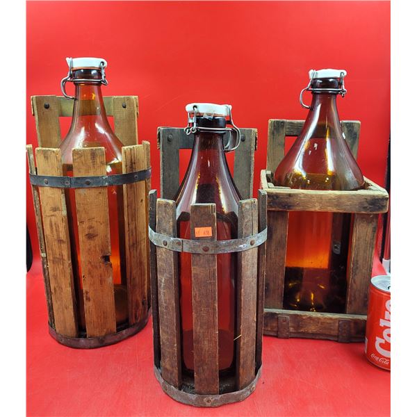 VTG Patent Bottles In Wooden Stands