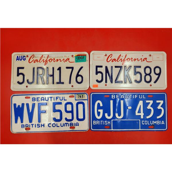 California & British Columbia License Plates