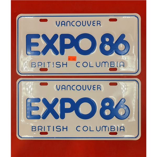 Expo 86 Souvenir License Plates