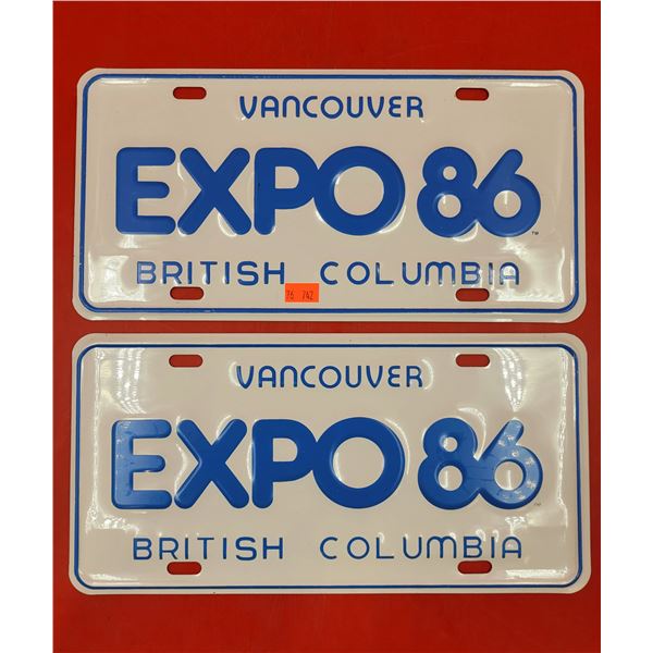 Expo 86 Souvenir License Plates