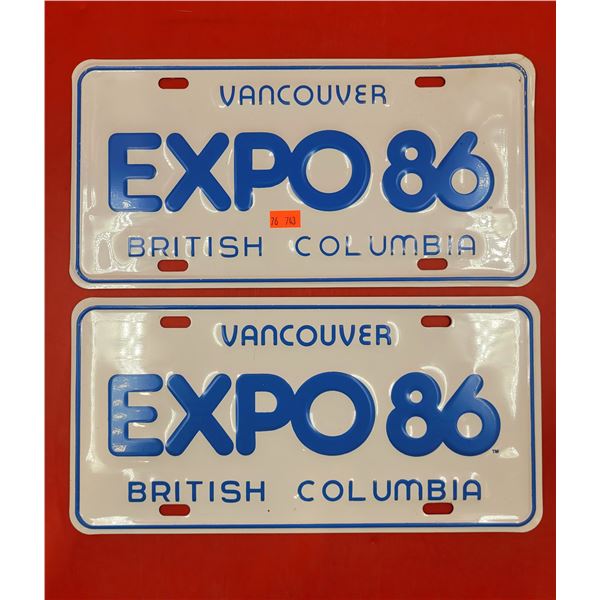 Expo 86 Souvenir License Plates