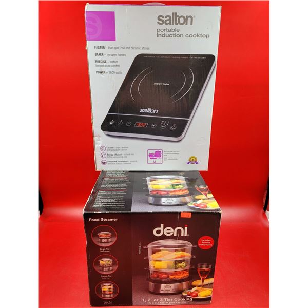 Salton Portable Induction Cooktop & Deni 3 Tier Food Steamer