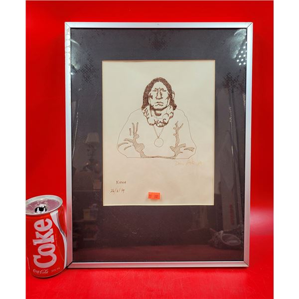 Framed Native Sketch by Kiowa