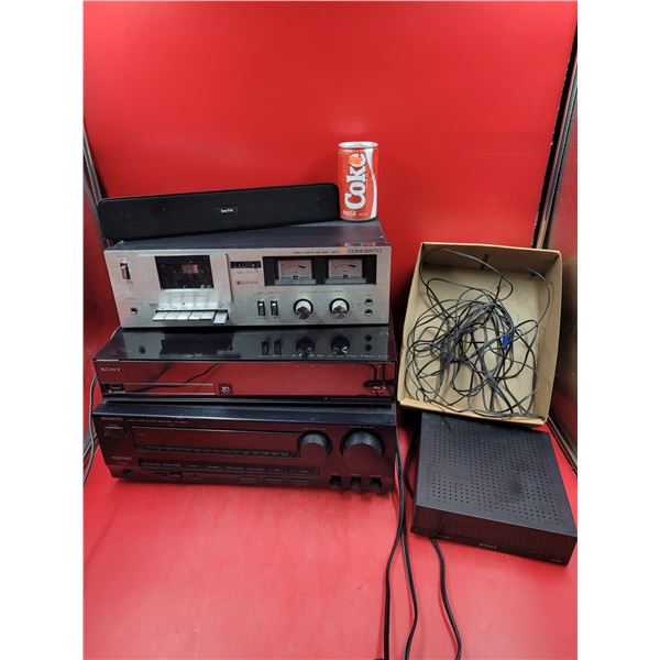 Concerto Cassette Deck, Sony Blu-Ray DVD Player, Kenwood Receiver, & Sony Surround Sound Amplifier