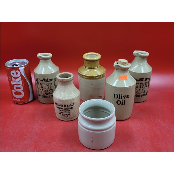 Small VTG Oil/Vinaigrette Crockery Jars