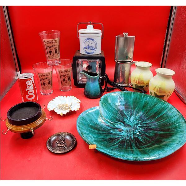 Blue Mountain Pottery Lily Pad Plate & Jug Made in Canada, Coca-Cola Glasses, Cheese Crock, & More