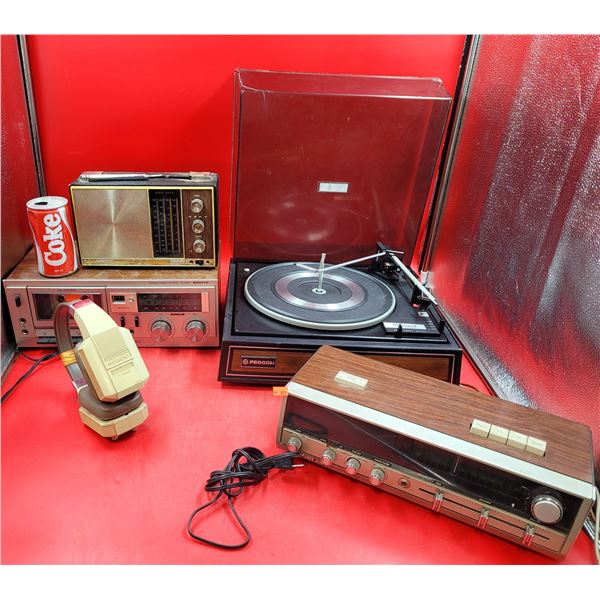 Procom Record Player, Lloyd's Receiver, Radio, & Sanyo Cassette Deck