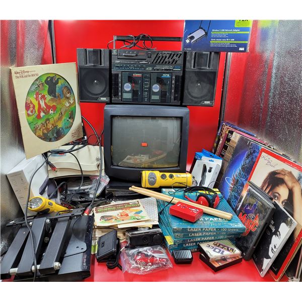 VTG Electronics Lot w/ Sony TV, Cameras, & Vinyl Records