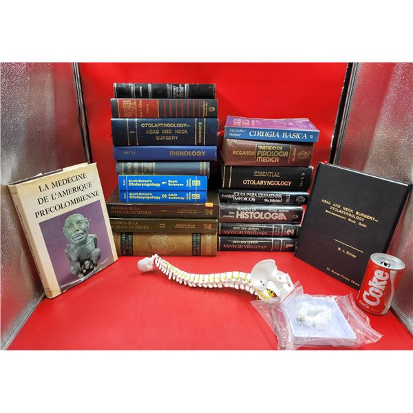 Large Lot of Medical Books and Spine Model