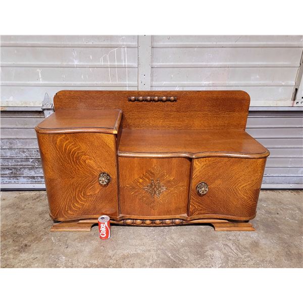 Victorian Bow Front Oak Bedroom Dressing/Storage Cabinet